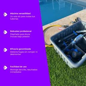 Kit presión piscina 32 piezas | Diagnóstico de fugas pro